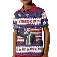 Freedom Charlie Kirk Tribute Christmas Kid Polo Shirt American Flag - Wonder Print Shop