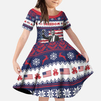 Freedom Charlie Kirk Tribute Christmas Kid Short Sleeve Dress American Flag - Wonder Print Shop