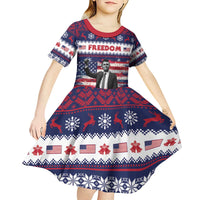 Freedom Charlie Kirk Tribute Christmas Kid Short Sleeve Dress American Flag - Wonder Print Shop