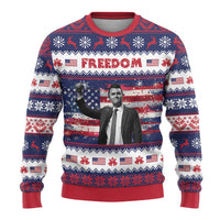 Freedom Charlie Kirk Tribute Christmas Ugly Christmas Sweater American Flag - Wonder Print Shop