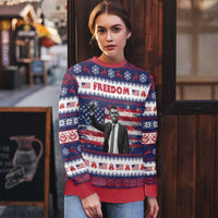 Freedom Charlie Kirk Tribute Christmas Ugly Christmas Sweater American Flag - Wonder Print Shop