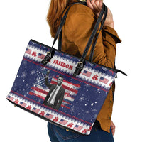 Freedom Charlie Kirk Tribute Christmas Leather Tote Bag American Flag - Wonder Print Shop