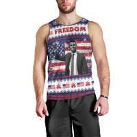 Freedom Charlie Kirk Tribute Christmas Men Tank Top American Flag - Wonder Print Shop