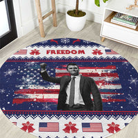 Freedom Charlie Kirk Tribute Christmas Round Carpet American Flag - Wonder Print Shop