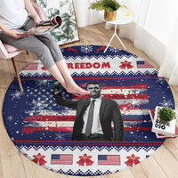 Freedom Charlie Kirk Tribute Christmas Round Carpet American Flag - Wonder Print Shop