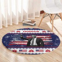 Freedom Charlie Kirk Tribute Christmas Round Carpet American Flag - Wonder Print Shop