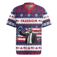 Freedom Charlie Kirk Tribute Christmas Rugby Jersey American Flag - Wonder Print Shop