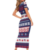 Freedom Charlie Kirk Tribute Christmas Short Sleeve Bodycon Dress American Flag - Wonder Print Shop