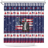 Freedom Charlie Kirk Tribute Christmas Shower Curtain American Flag - Wonder Print Shop