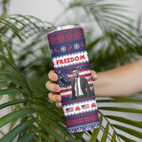 Freedom Charlie Kirk Tribute Christmas Skinny Tumbler American Flag - Wonder Print Shop