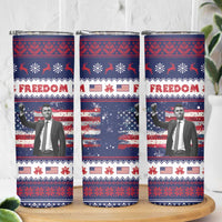 Freedom Charlie Kirk Tribute Christmas Skinny Tumbler American Flag - Wonder Print Shop