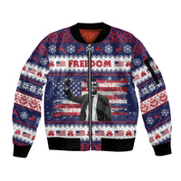 Freedom Charlie Kirk Tribute Christmas Sleeve Zip Bomber Jacket American Flag - Wonder Print Shop