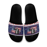 Freedom Charlie Kirk Tribute Christmas Slide Sandals American Flag - Wonder Print Shop