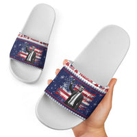 Freedom Charlie Kirk Tribute Christmas Slide Sandals American Flag - Wonder Print Shop