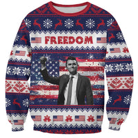 Freedom Charlie Kirk Tribute Christmas Sweatshirt American Flag - Wonder Print Shop