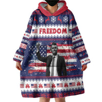 Freedom Charlie Kirk Tribute Christmas Wearable Blanket Hoodie American Flag - Wonder Print Shop
