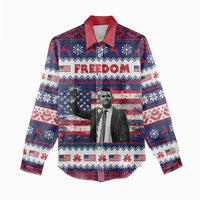 Freedom Charlie Kirk Tribute Christmas Women Casual Shirt American Flag - Wonder Print Shop