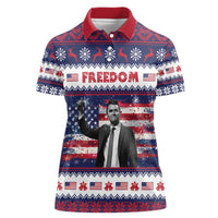 Freedom Charlie Kirk Tribute Christmas Women Polo Shirt American Flag - Wonder Print Shop