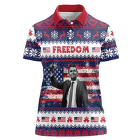Freedom Charlie Kirk Tribute Christmas Women Polo Shirt American Flag - Wonder Print Shop