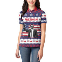 Freedom Charlie Kirk Tribute Christmas Women Polo Shirt American Flag - Wonder Print Shop