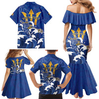 Personalized Barbados Family Matching Mermaid Dress and Hawaiian Shirt Poseidon Trident