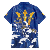 Personalized Barbados Family Matching Off Shoulder Maxi Dress and Hawaiian Shirt Poseidon Trident