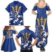 Personalized Barbados Family Matching Summer Maxi Dress and Hawaiian Shirt Poseidon Trident