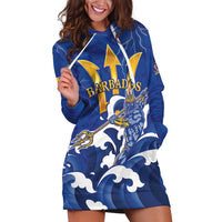 Personalized Barbados Hoodie Dress Poseidon Trident