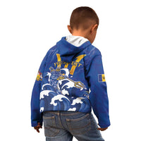 Personalized Barbados Kid Hoodie Poseidon Trident