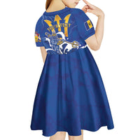 Personalized Barbados Kid Short Sleeve Dress Poseidon Trident