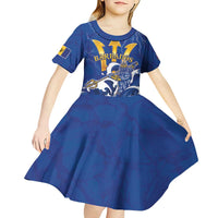 Personalized Barbados Kid Short Sleeve Dress Poseidon Trident