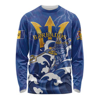 Personalized Barbados Long Sleeve Shirt Poseidon Trident