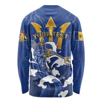 Personalized Barbados Long Sleeve Shirt Poseidon Trident