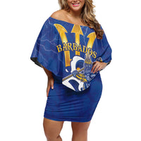 Personalized Barbados Off Shoulder Short Dress Poseidon Trident