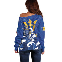 Personalized Barbados Off Shoulder Sweater Poseidon Trident