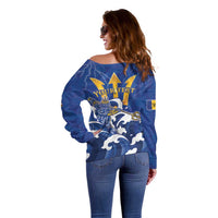 Personalized Barbados Off Shoulder Sweater Poseidon Trident
