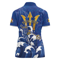 Personalized Barbados Women Polo Shirt Poseidon Trident