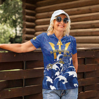 Personalized Barbados Women Polo Shirt Poseidon Trident