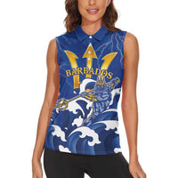 Personalized Barbados Women Sleeveless Polo Shirt Poseidon Trident