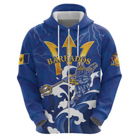 Personalized Barbados Zip Hoodie Poseidon Trident