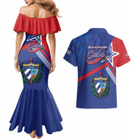 Cuba Coat Of Arms Couples Matching Mermaid Dress and Hawaiian Shirt The Pearl Of The Antilles