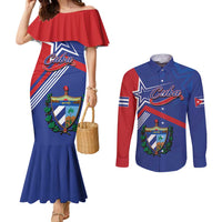 Cuba Coat Of Arms Couples Matching Mermaid Dress and Long Sleeve Button Shirt The Pearl Of The Antilles