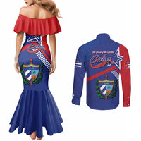 Cuba Coat Of Arms Couples Matching Mermaid Dress and Long Sleeve Button Shirt The Pearl Of The Antilles