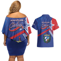 Cuba Coat Of Arms Couples Matching Off Shoulder Short Dress and Hawaiian Shirt The Pearl Of The Antilles