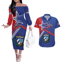 Cuba Coat Of Arms Couples Matching Off The Shoulder Long Sleeve Dress and Hawaiian Shirt The Pearl Of The Antilles