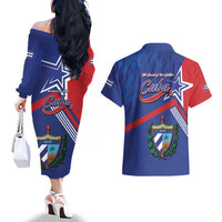 Cuba Coat Of Arms Couples Matching Off The Shoulder Long Sleeve Dress and Hawaiian Shirt The Pearl Of The Antilles