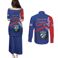 Cuba Coat Of Arms Couples Matching Puletasi and Long Sleeve Button Shirt The Pearl Of The Antilles