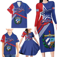 Cuba Coat Of Arms Family Matching Long Sleeve Bodycon Dress and Hawaiian Shirt The Pearl Of The Antilles