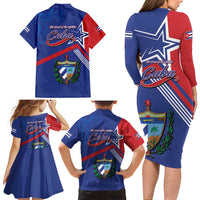 Cuba Coat Of Arms Family Matching Long Sleeve Bodycon Dress and Hawaiian Shirt The Pearl Of The Antilles
