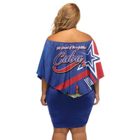 Cuba Coat Of Arms Family Matching Off Shoulder Short Dress and Hawaiian Shirt The Pearl Of The Antilles
